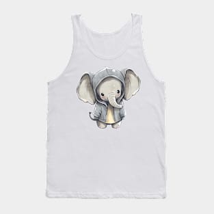 Cartoon Elephant Wearing Hoodie Tank Top